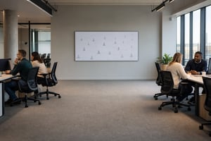 Two teams working in a shared office