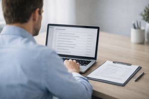 Professional reviewing compliance documentation