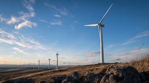 wind turbines in countryside landscape