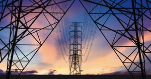 power lines in sunset