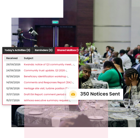 Community engagement event in South Africa, with the Tractivity shared mailbox